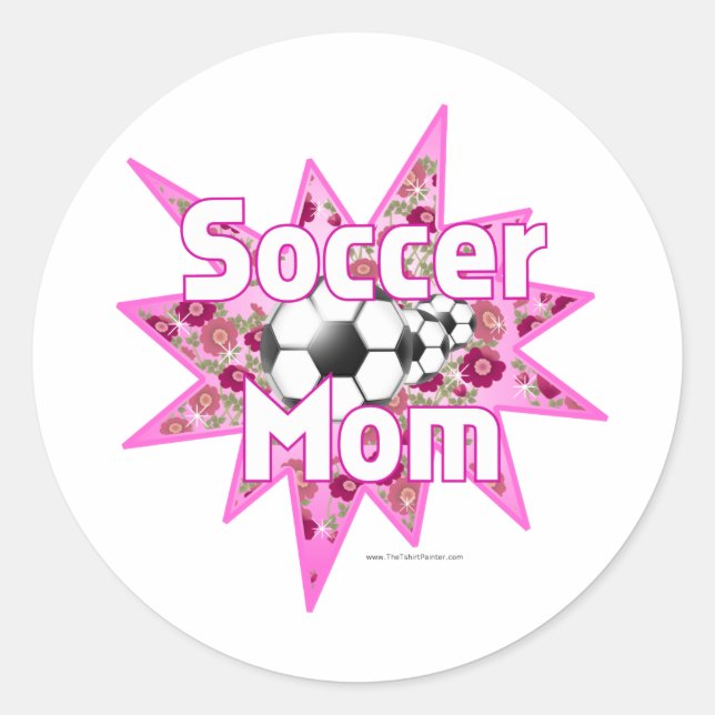 Soccer Mum Roses Classic Round Sticker (Front)