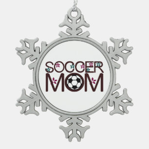 Soccer Mum Snowflake Pewter Christmas Ornament