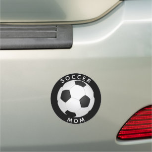Soccer Mum Soccer Ball Black and White Car Magnet