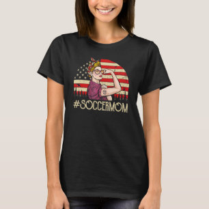Soccer Mum Soccer Ball Womens American Flag Vinta T-Shirt