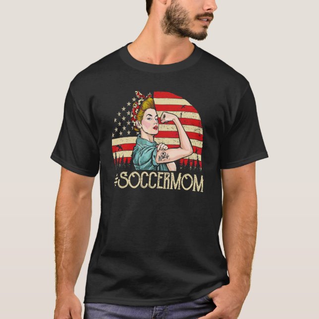 Soccer Mum  Soccer Ball Womens American Flag Vinta T-Shirt (Front)