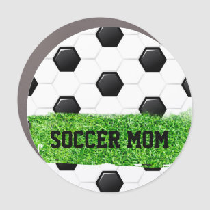 Soccer Mum Sports Travel Team Ball Green Grass Fun Car Magnet
