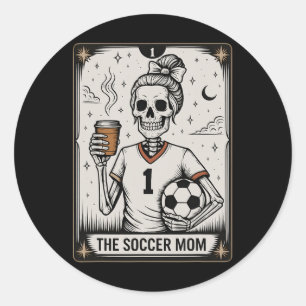Soccer Mum Tarot Card, Vintage Halloween Soccer Ma Classic Round Sticker