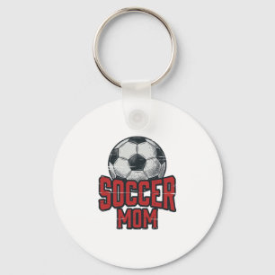Soccer Mum Vintage Distressed Sports Shirt Design_ Key Ring