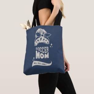 Soccer Mum Will Yell Loudly Navy And Cream Hair Tote Bag