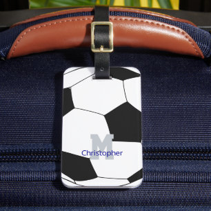 Soccer Name & Monogram Luggage Tag