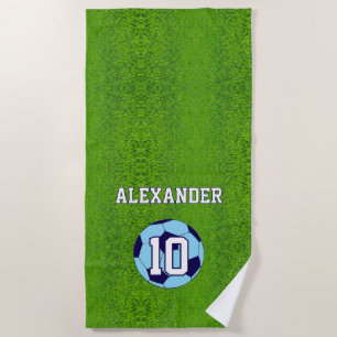Soccer   Name & Number Beach Towel