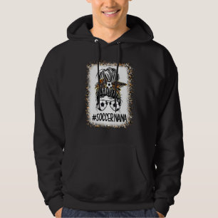 Soccer Nana Leopard Messy Bun Hair Mum Hoodie