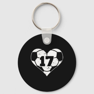 Soccer Number 17 Jersey Funny Soccer Heart Game Da Key Ring
