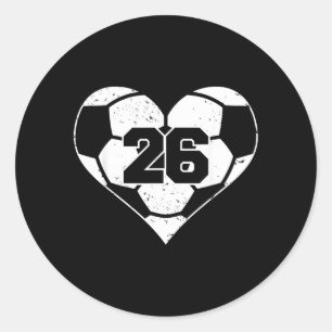 Soccer Number 26 Jersey Funny Soccer Heart Game Classic Round Sticker
