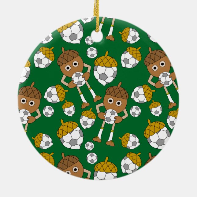 Soccer Nut Pattern Ceramic Ornament (Back)