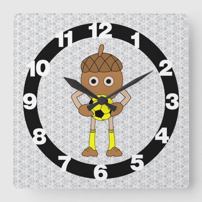 Soccer Nut Square Wall Clock (Front)