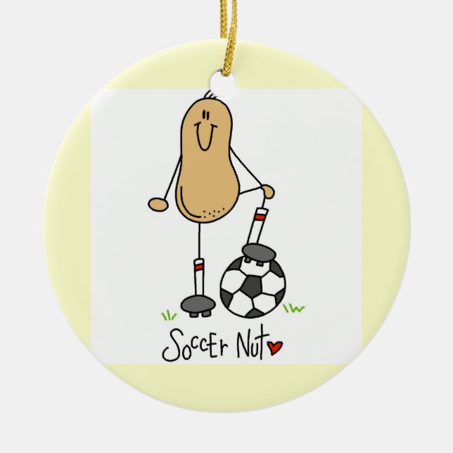 Soccer Nut T-shirts and Gifts Ceramic Tree Decoration (Front)