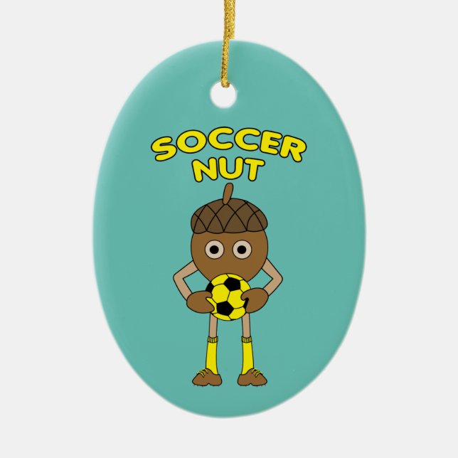 Soccer Nut Text Ceramic Tree Decoration (Front)