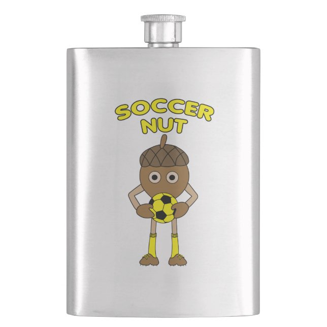 Soccer Nut Text Hip Flask (Front)