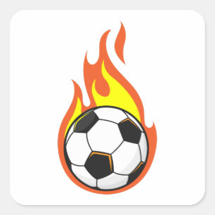 Soccer on Fire Square Sticker