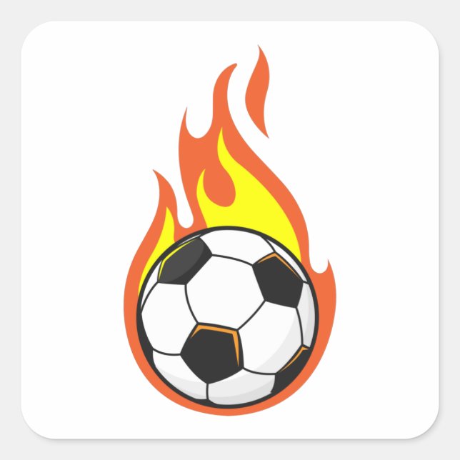 Soccer on Fire Square Sticker (Front)
