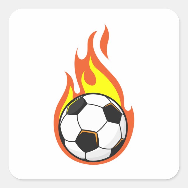 Soccer on Fire Square Sticker (Front)