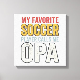 Soccer Opa Vintage Typography Shirt Design_1 Canvas Print