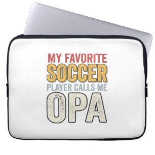Soccer Opa Vintage Typography Shirt Design_1 Laptop Sleeve