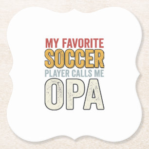 Soccer Opa Vintage Typography Shirt Design_1 Paper Coaster