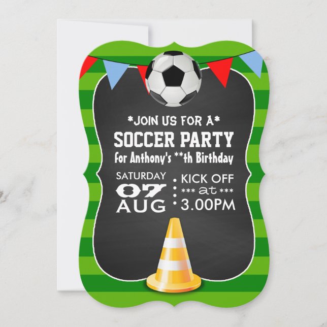 Soccer or Football Party Chalkboard Invitation (Front)