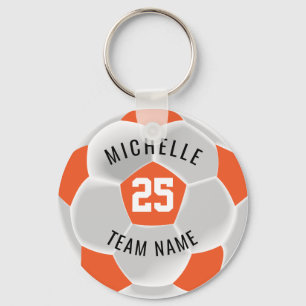 Soccer  ⚽ - Orange and White Key Ring