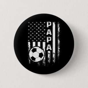 Soccer Papa American Flag Vintage Christmas Xmas 6 Cm Round Badge