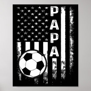 Soccer Papa American Flag Vintage Christmas Xmas Poster