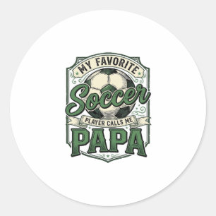 Soccer Papa Vintage Engraving Shirt Design_1 Classic Round Sticker
