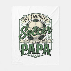 Soccer Papa Vintage Engraving Shirt Design_1 Fleece Blanket