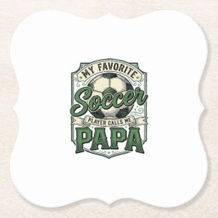 Soccer Papa Vintage Engraving Shirt Design_1 Paper Coaster