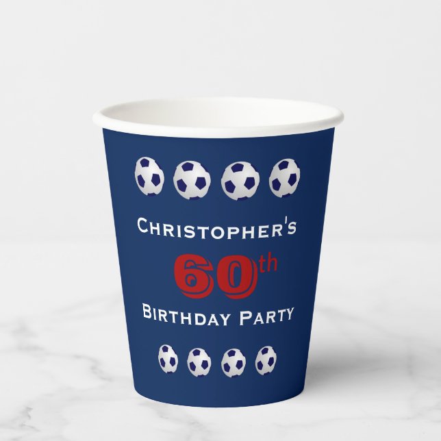Soccer Paper Cups, 60th Birthday Party Paper Cup (Front)