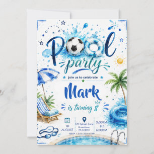 Soccer Party at the Pool Boy Summer Birthday Invitation