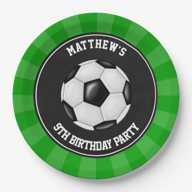 Soccer Party Cake Dinner Plates Personalised (Front)