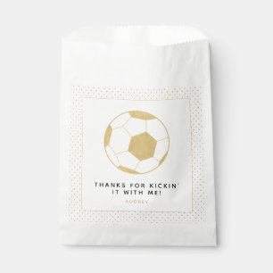 Soccer Party Custom Favour Bag Gold and White