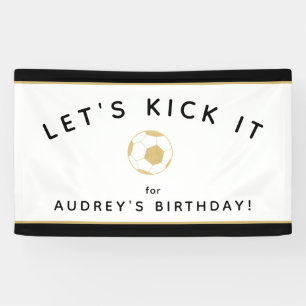 Soccer Party Custom Sign Gold Black Banner