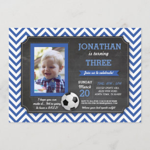 Soccer Party Foot ball Footy Birthday Photo Invite