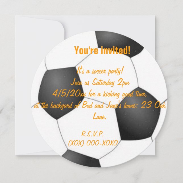 Soccer party invitation (Front)