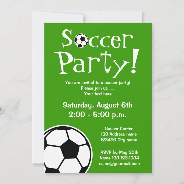 Soccer party invitations for Birthdays or BBQ (Front)