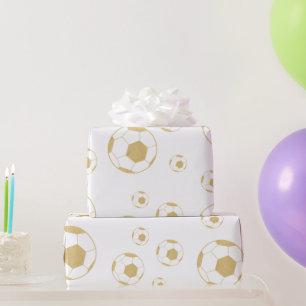 Soccer Party Kids Gold Birthday Wrapping Paper