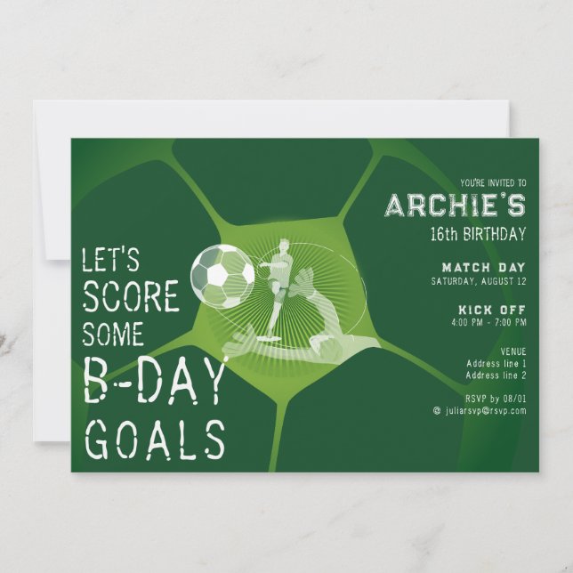 Soccer Party Sport Game Day Pitch Any Age Birthday Invitation (Front)
