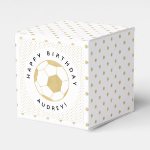 Soccer Party Sports Custom  in Gold and White Favour Box