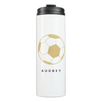 Soccer Party Sports Custom Name Gold Water Bottle