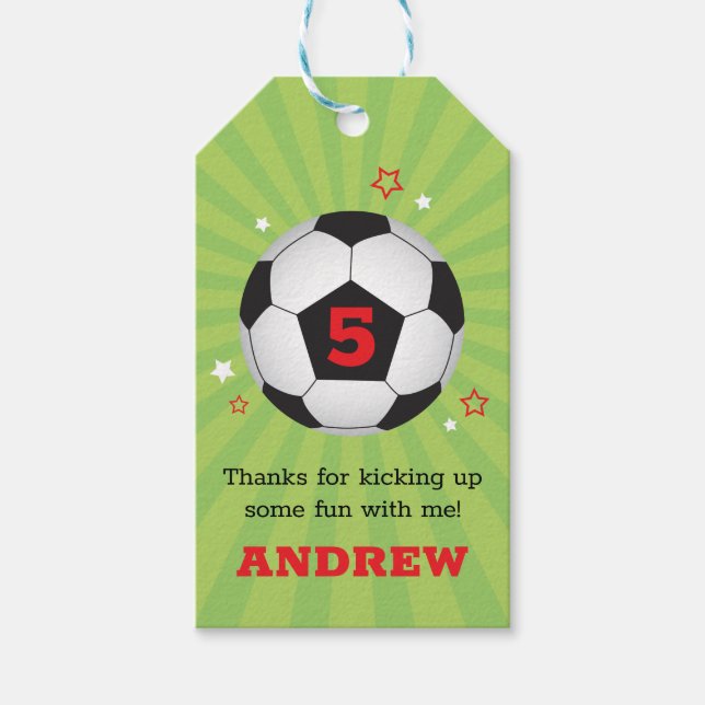 Soccer Party Thank You Favour Tags (Front)