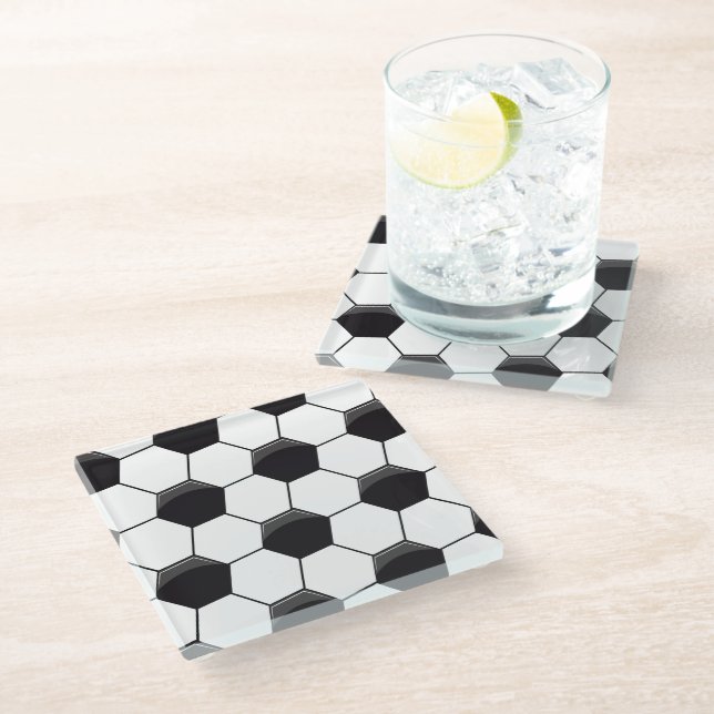 Soccer Pattern Glass Coaster (Angled)