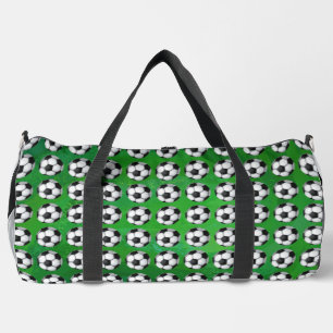 Soccer Pattern on Green Duffle Bag
