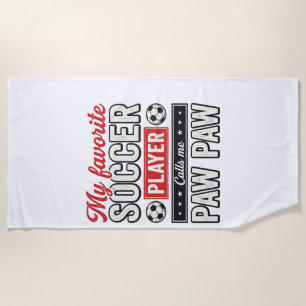 Soccer Paw Paw Vintage Player Grandpa Shirt Design Beach Towel