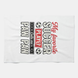 Soccer Paw Paw Vintage Player Grandpa Shirt Design Tea Towel