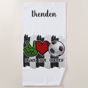 Soccer Peace and Love Beach Towel